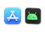 App Store and Android logos
