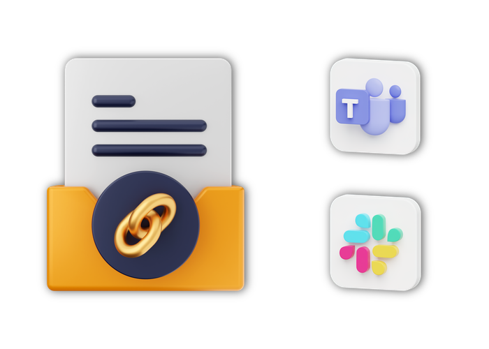 Icons showing a checklist next to the Teams and Slack icons